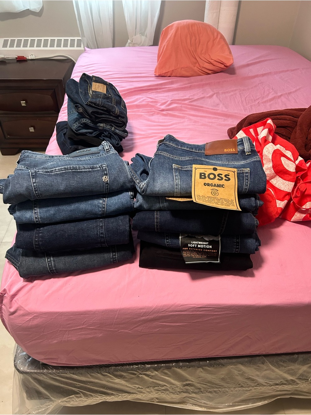 BOSS Women's Straight Leg Jeans in Dark Blue Denim